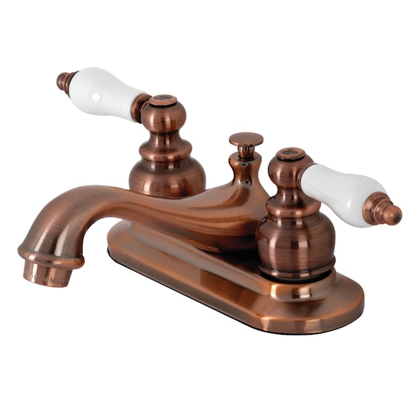 KB606PL Restoration 4" Centerset Bathroom Faucet, Antique Copper